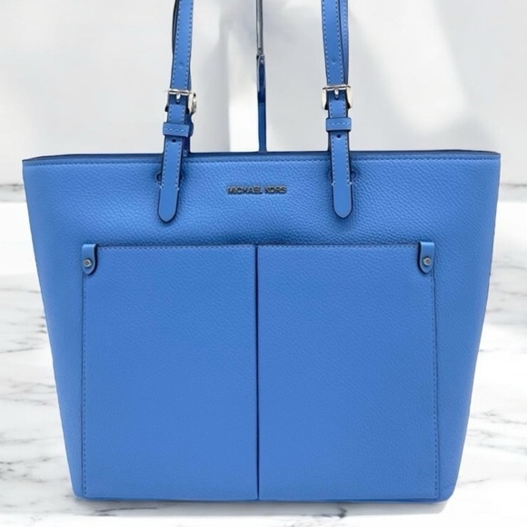 Michael Kors Jet Set Medium Pocket Tote Bag South Pacific Blue - Picture 1 of 12